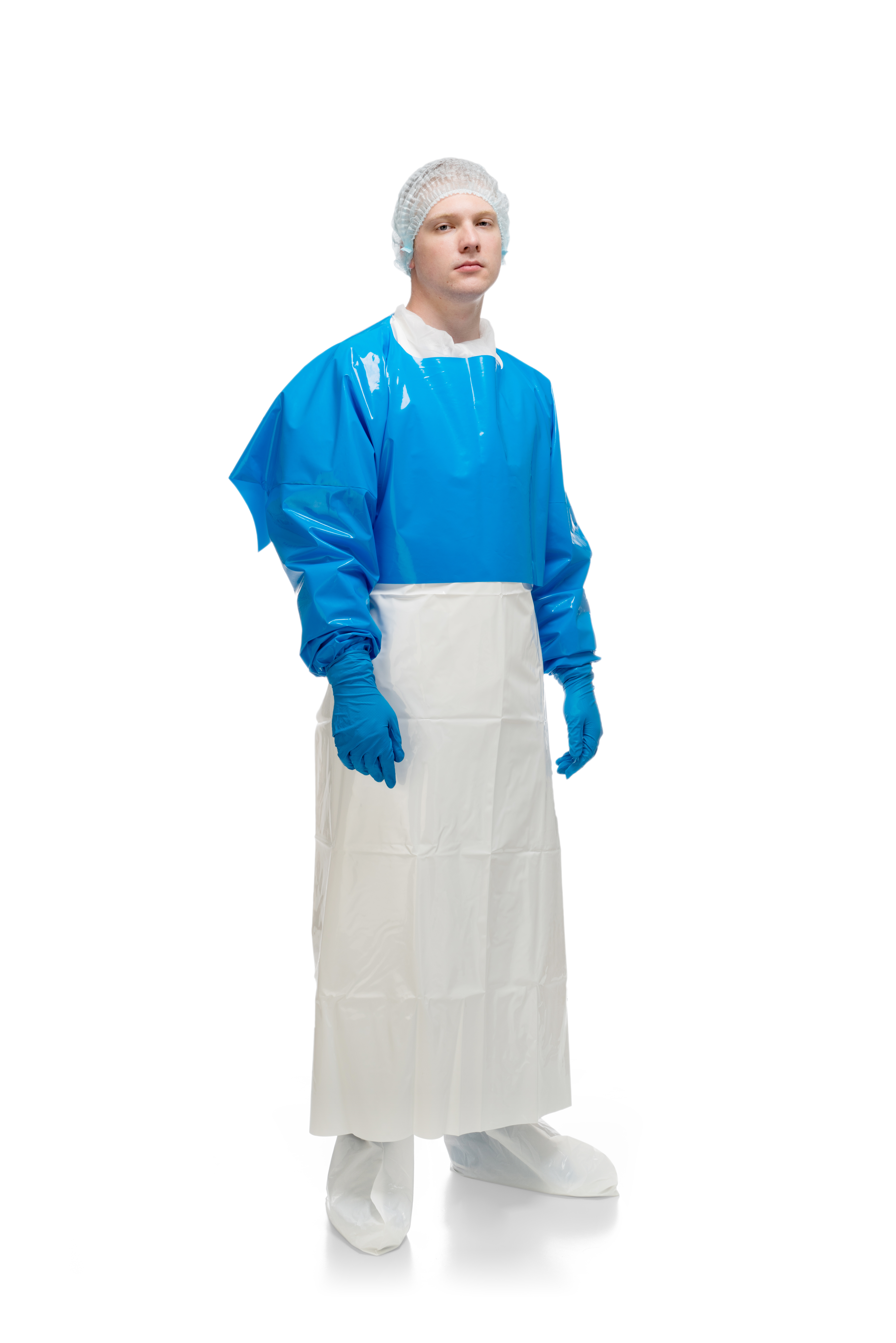 Фартук HACCPER Uretex с рукавами укороченного кроя, 150 мкм, синий, 1 шт/упак